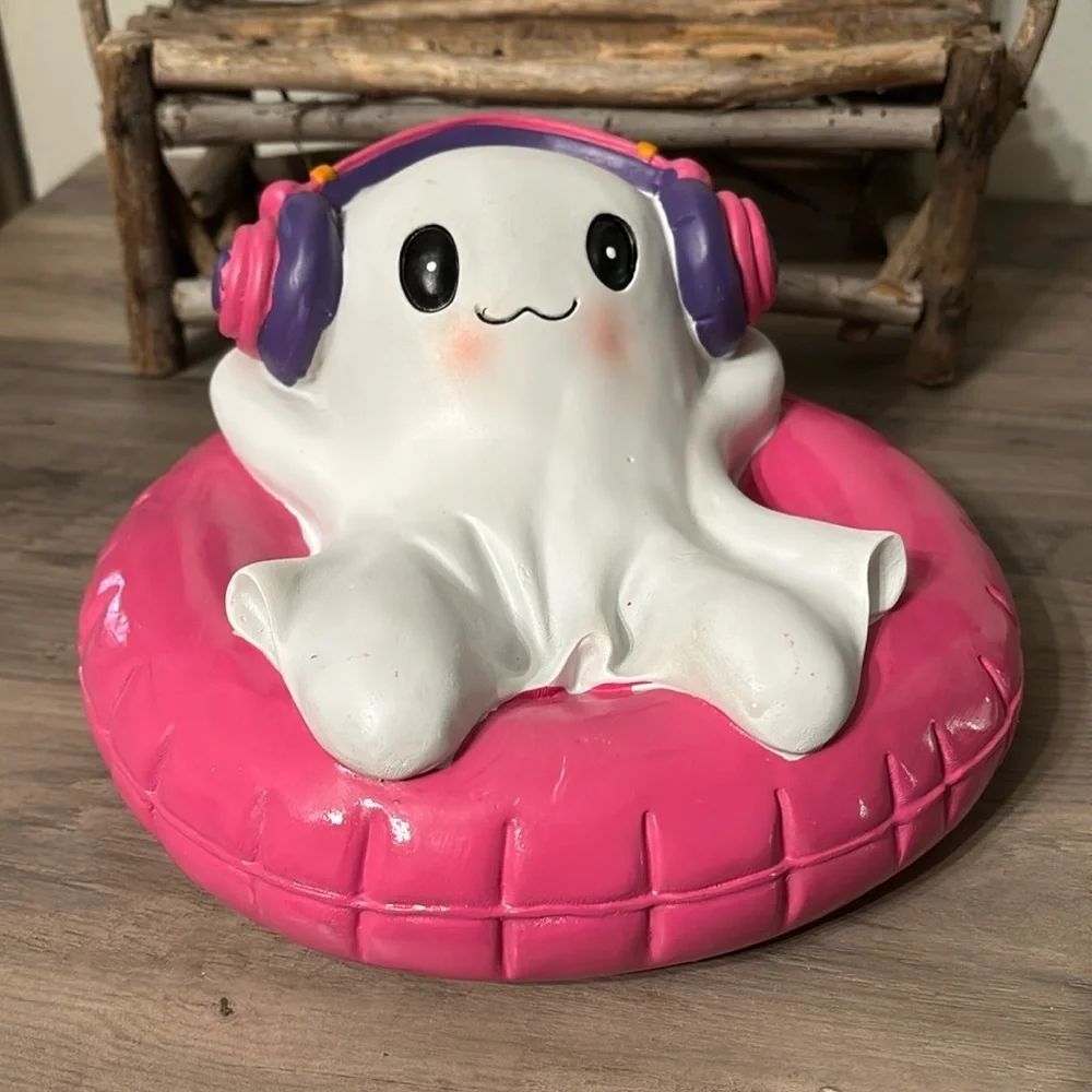 HERE LIES SUMMER GHOST WITH HEADPHONES ON FLOATY SUMMERWEEN DECOR